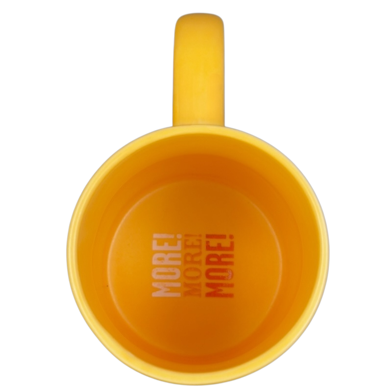 Hallmark Walt Disney Animal Muppets vintage coffee mug top view yellow interior printed MORE MORE MORE