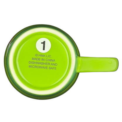 Bottom view of a Hallmark Christmas Peace On Earth mug, highlighting microwave and dishwasher safe features