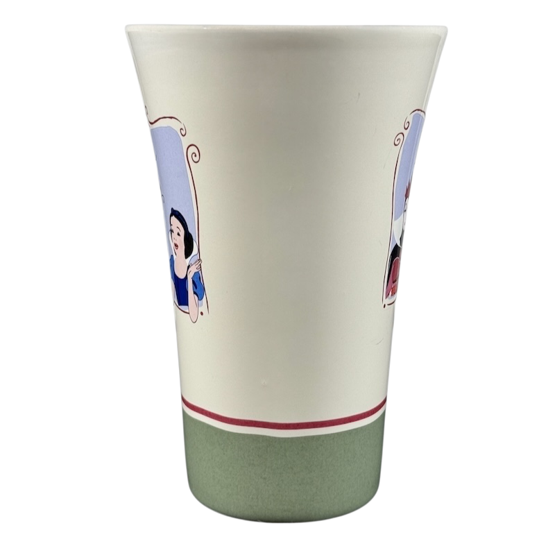 Hallmark collectible Snow White Disney mug featuring classic Snow White artwork on a white and green ceramic base