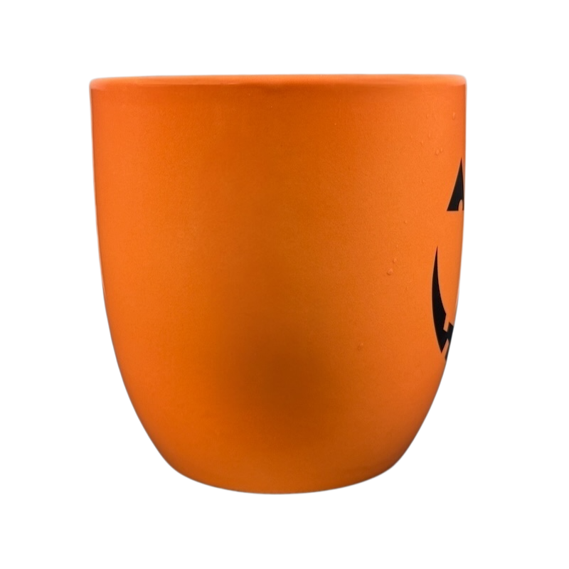 Hallmark Halloween Jack-O'-Lantern vintage mug in bright orange with black pumpkin design