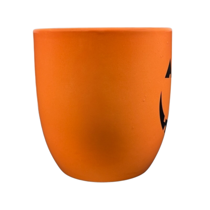 Hallmark Halloween Jack-O'-Lantern vintage mug in bright orange with black pumpkin design