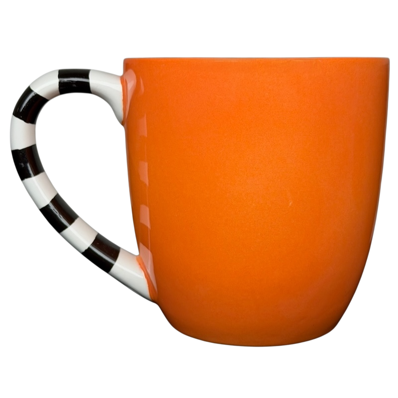 Hallmark Halloween Jack-O'-Lantern vintage mug in vibrant orange with a striped handle