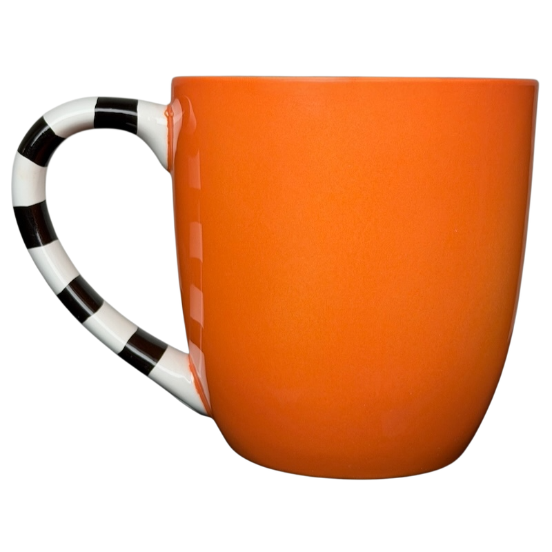 Hallmark Halloween Jack-O'-Lantern vintage mug in bright orange with a striped handle