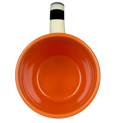 Hallmark Halloween Jack-O'-Lantern vintage mug in orange with a black and white striped handle