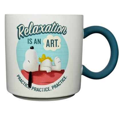 Peanuts Movie Relaxation Mug Hallmark featuring Snoopy and Woodstock with a relaxing message