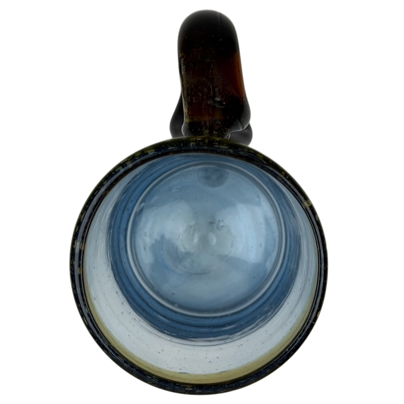 Hand Blown Mexican Art Glass Tankard Mug with a Unique Color Pattern and Sturdy Handle