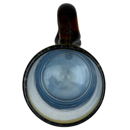 Hand Blown Mexican Art Glass Tankard Mug with a Unique Color Pattern and Sturdy Handle
