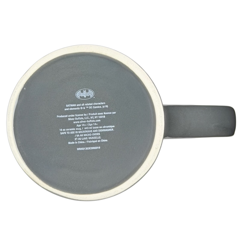 Bottom view of Harley Quinn DC Comics Mug Silver Buffalo showing the manufacturer's details and branding