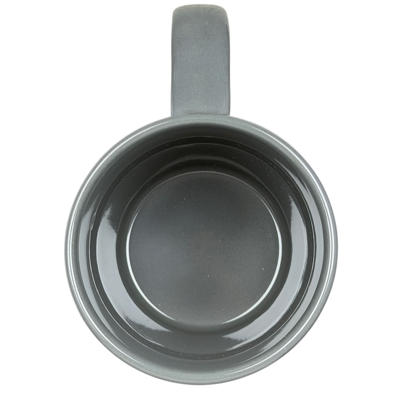 Inside view of a gray Harley Quinn DC Comics Mug Silver Buffalo showcasing its smooth finish