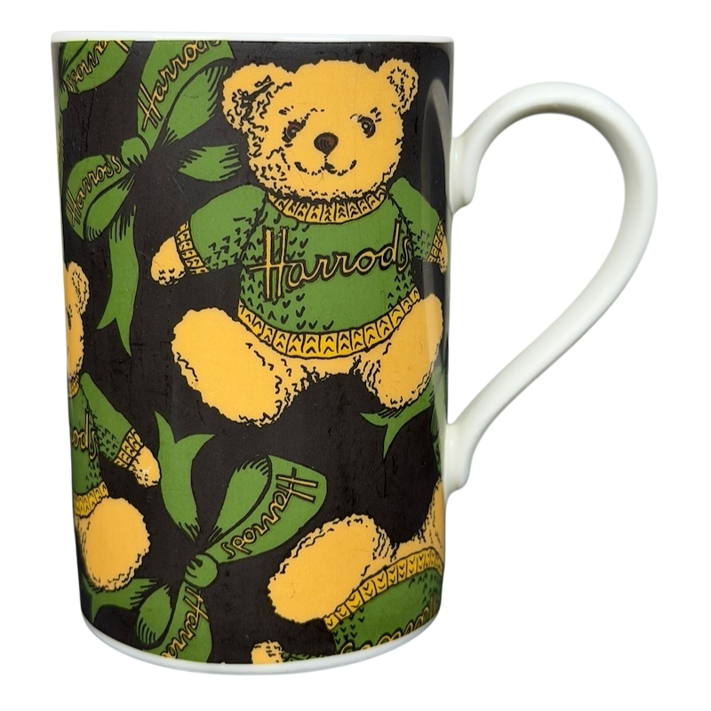 Harrods Knightsbridge Teddy Bear Green Sweater Mug with cute teddy bear design and vibrant colors