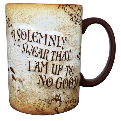 Harry Potter Marauder's Map collectible mug featuring iconic text for fans of the series