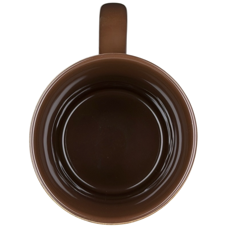 Inside view of a Harry Potter Marauder's Map collectible mug, featuring a smooth brown finish