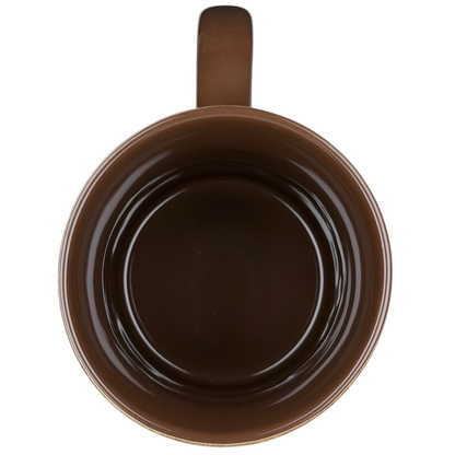 Inside view of a Harry Potter Marauder's Map collectible mug, featuring a smooth brown finish