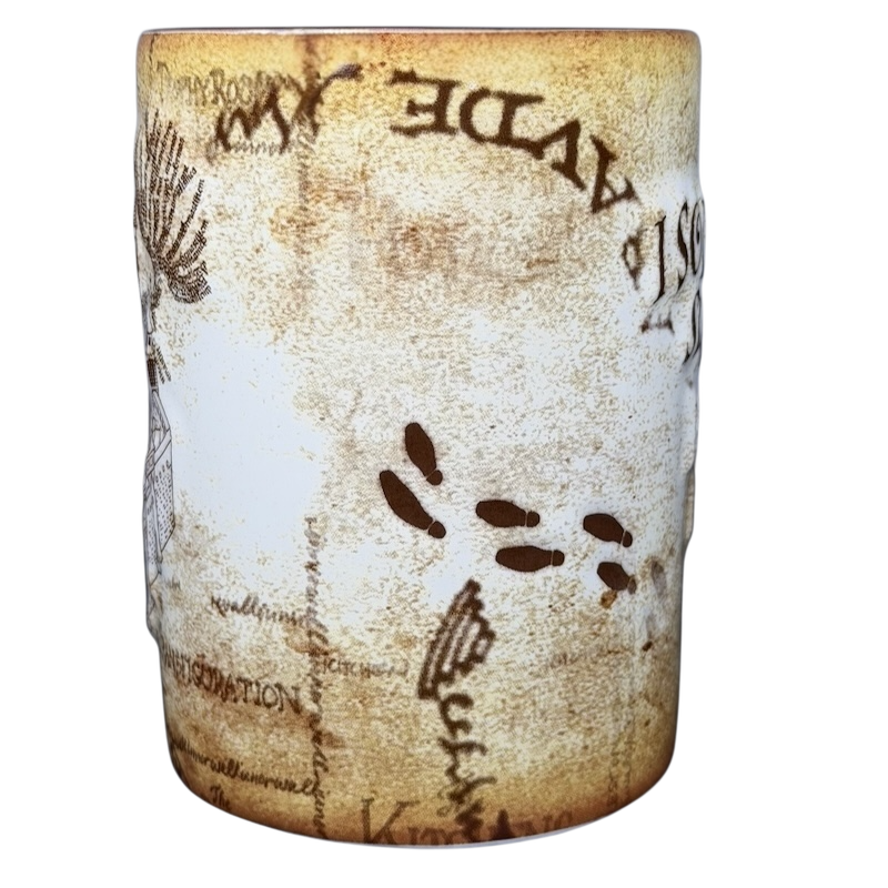 Harry Potter Marauder's Map collectible mug featuring detailed map design and footprint details