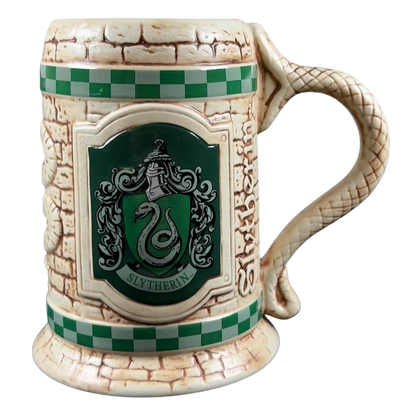 Harry Potter Slytherin stein mug collectible featuring an embossed Slytherin crest and snake design