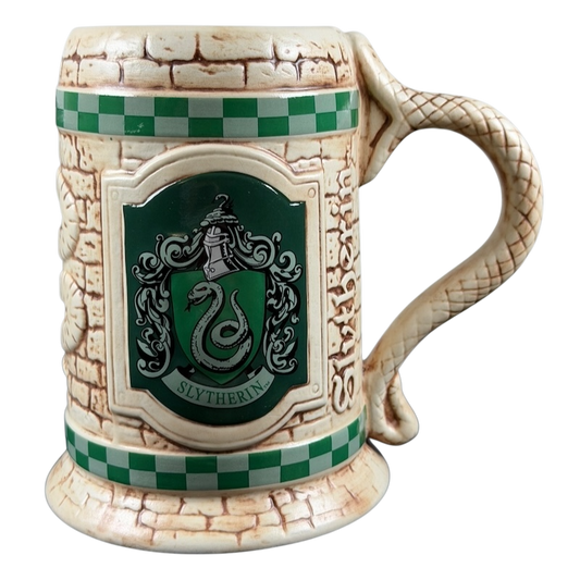 Harry Potter Slytherin stein mug collectible featuring an embossed Slytherin crest and snake design