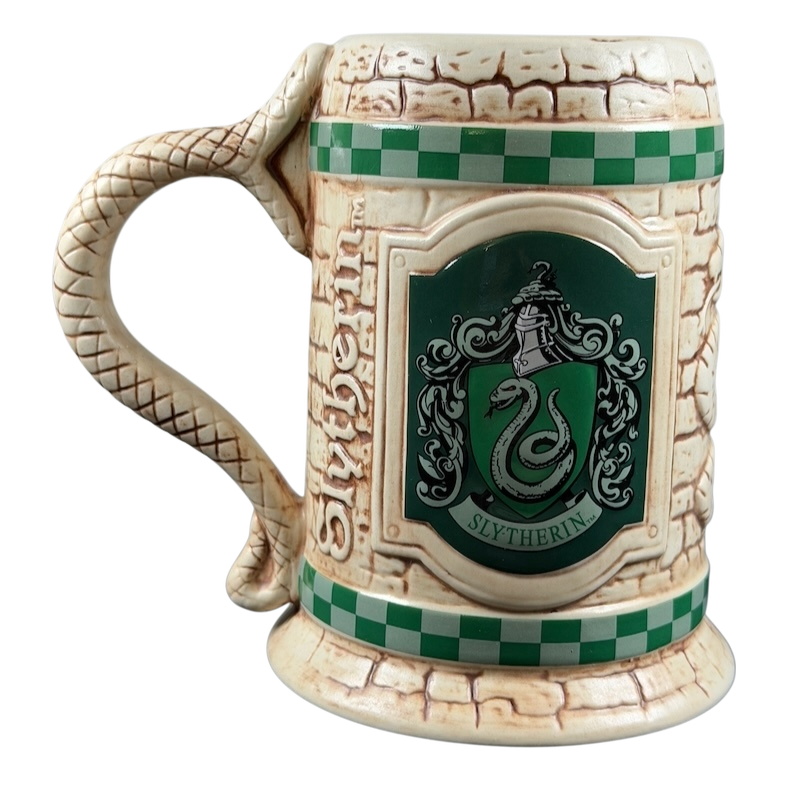 Harry Potter Slytherin stein mug collectible featuring the Slytherin crest and a textured design