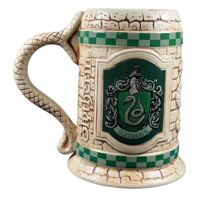 Harry Potter Slytherin stein mug collectible featuring the Slytherin crest and a textured design