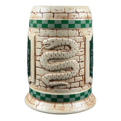 Harry Potter Slytherin stein mug collectible featuring a snake design and green accents for fans