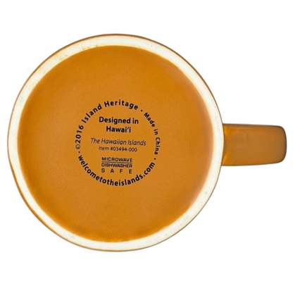 Hawaiian Islands Mug Island Heritage featuring a warm orange color and dishwasher safe label on the base