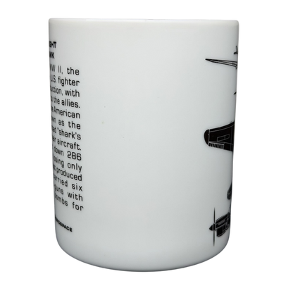 Hawker Aerospace mug featuring the Curtiss Wright P-40 Warhawk with aircraft history details