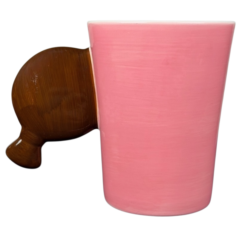 Heart Hug Girl Mug Indra in pink with a unique brown handle shaped like a hand for a playful touch