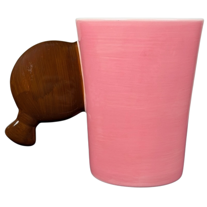 Heart Hug Girl Mug Indra in pink with a unique brown handle shaped like a hand for a playful touch