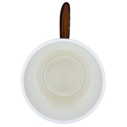 Heart Hug Girl Mug Indra in cream color with a unique wooden handle design