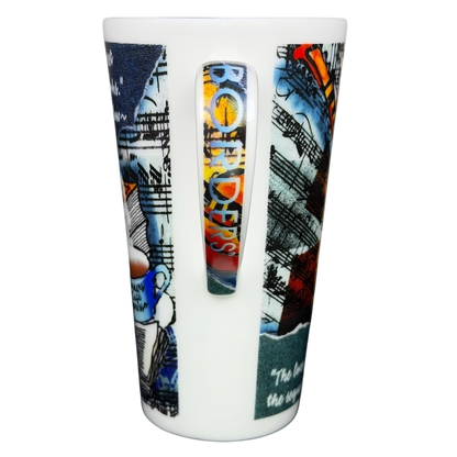 Henry Wadsworth Longfellow Mug Borders Books Chaleur featuring colorful literary designs and a unique shape