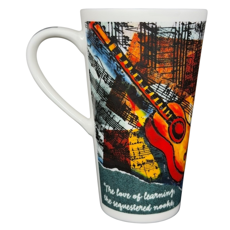 Henry Wadsworth Longfellow Mug Borders Books Chaleur featuring colorful guitar and musical notes design