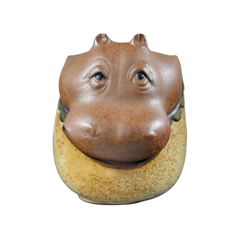 UCTCI Hippopotamus 3D Figural Vintage Mug with detailed facial features in earthy tones