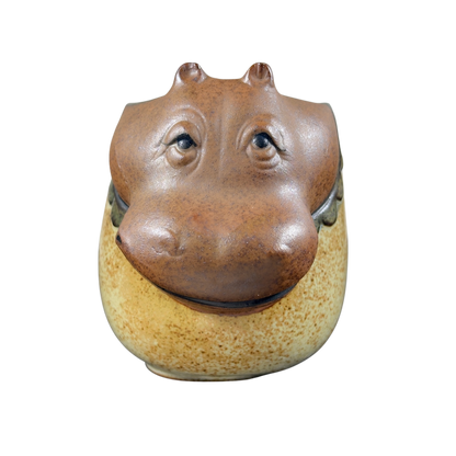 UCTCI Hippopotamus 3D Figural Vintage Mug with detailed facial features in earthy tones