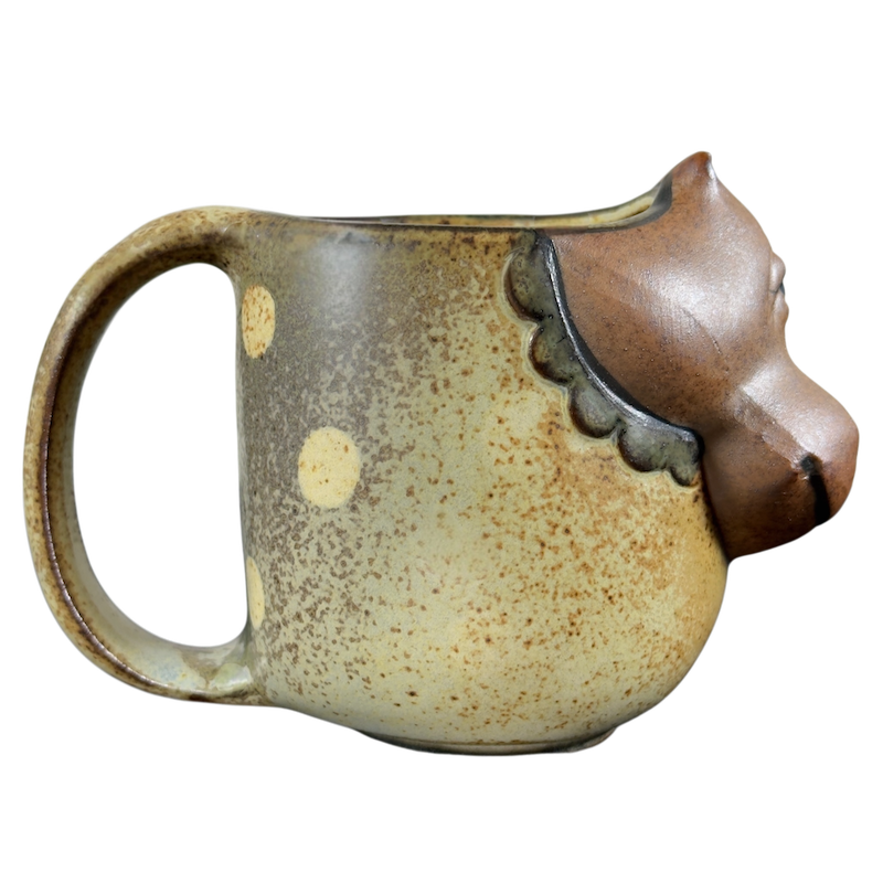UCTCI Hippopotamus 3D Figural Vintage Mug with unique sculpted hippo design and spotted finish
