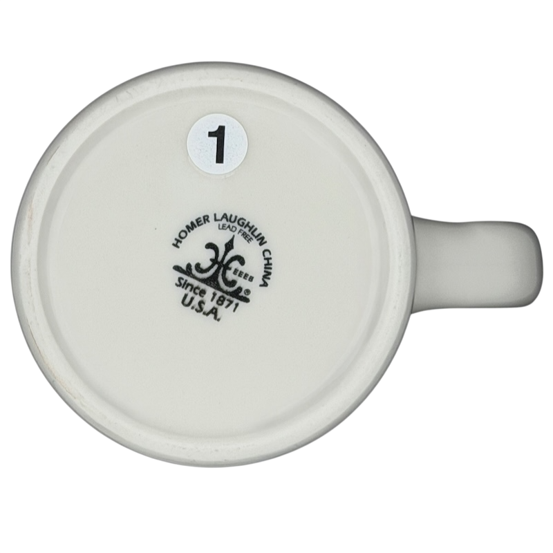 Bottom view of Fouled Anchor US Navy Mug Homer Laughlin China showing logo and craftsmanship details