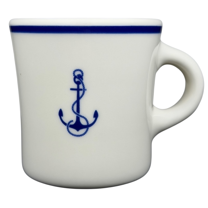 Fouled Anchor US Navy Mug Homer Laughlin China with classic anchor design and sturdy handle