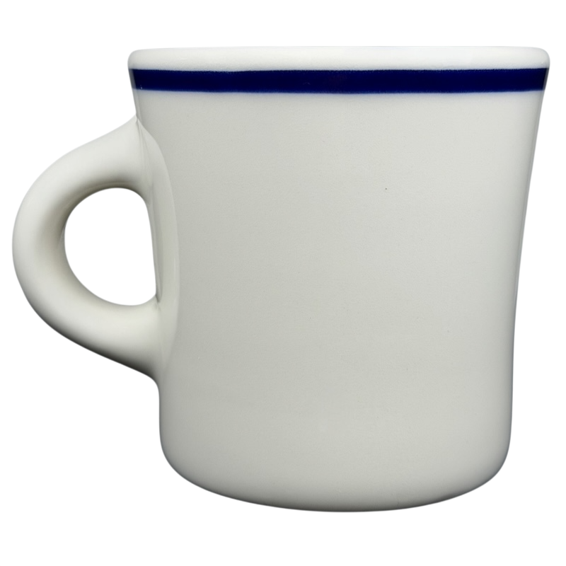 Fouled Anchor US Navy Mug Homer Laughlin China with a blue rim and sturdy handle for everyday use