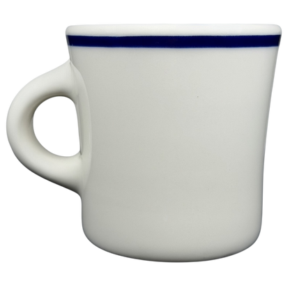 Fouled Anchor US Navy Mug Homer Laughlin China with a blue rim and sturdy handle for everyday use