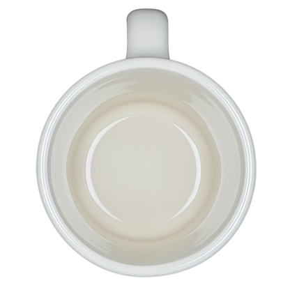 Inside view of a white Fouled Anchor US Navy Mug Homer Laughlin China with smooth ceramic finish