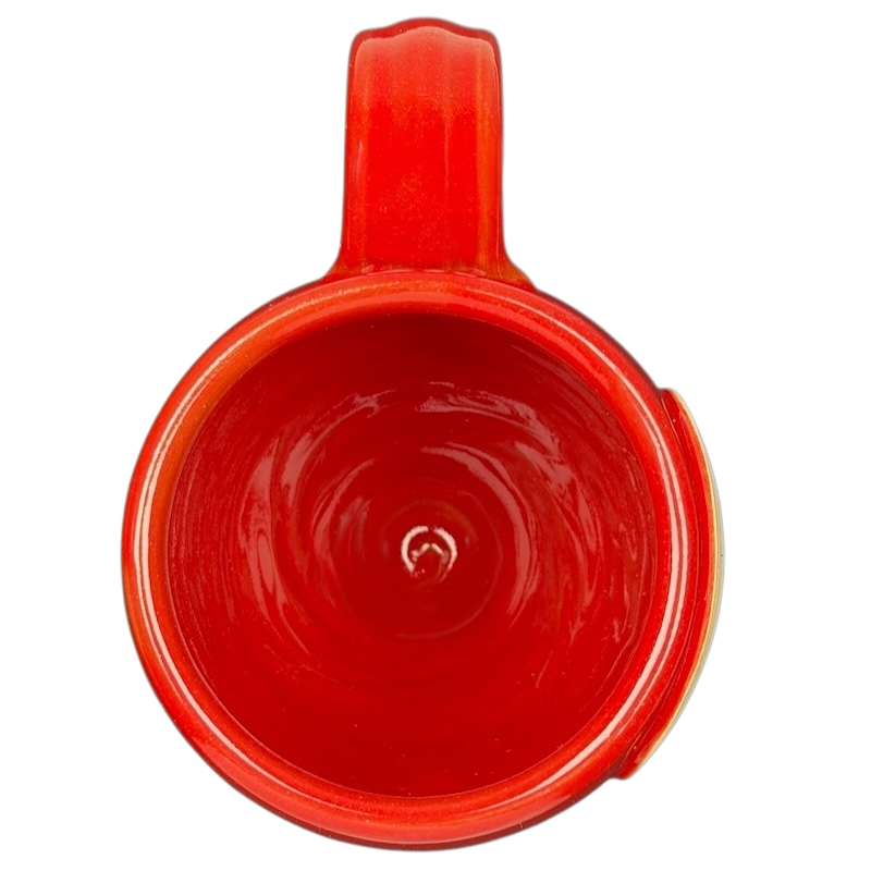 Hotel Del Coronado Deneen vintage red mug showcasing a glossy ceramic finish from a top view