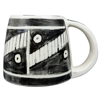 Santa Fe Geometric Southwest Pottery Mug Hotsherds with unique black and white design