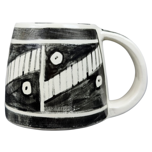 Santa Fe Geometric Southwest Pottery Mug Hotsherds with unique black and white design