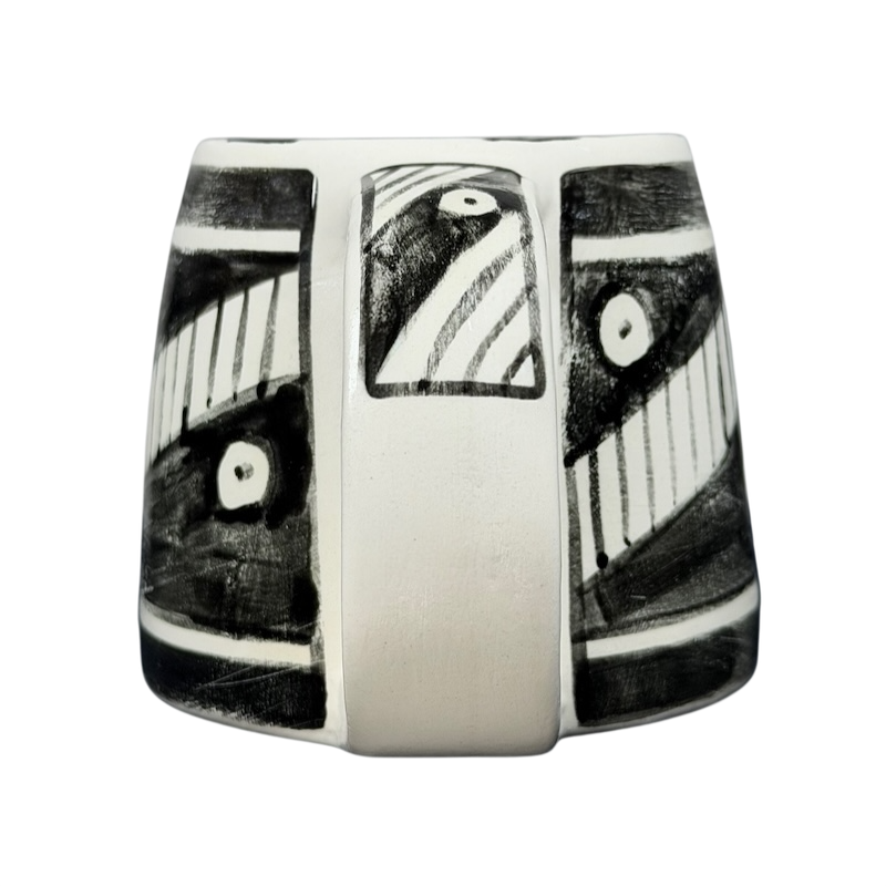 Santa Fe Geometric Southwest Pottery Mug Hotsherds with intricate black and white designs