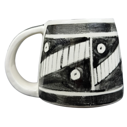 Santa Fe Geometric Southwest Pottery Mug Hotsherds with unique black and white patterns