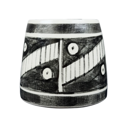 Santa Fe Geometric Southwest Pottery Mug Hotsherds with intricate black and white design