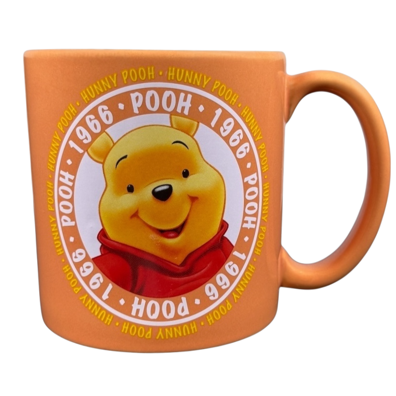 Hunny Pooh 1966 collectible Disney mug featuring a smiling Winnie the Pooh design