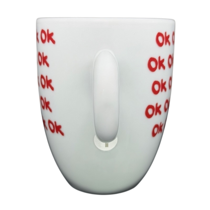Illy Art Collection Robert Wilson OK Mug featuring a unique design with red Ok text on a white background