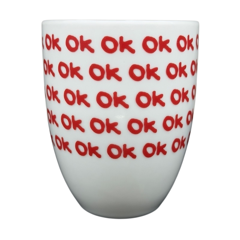 Illy Art Collection Robert Wilson OK Mug with Red 'OK' Design on White Ceramic