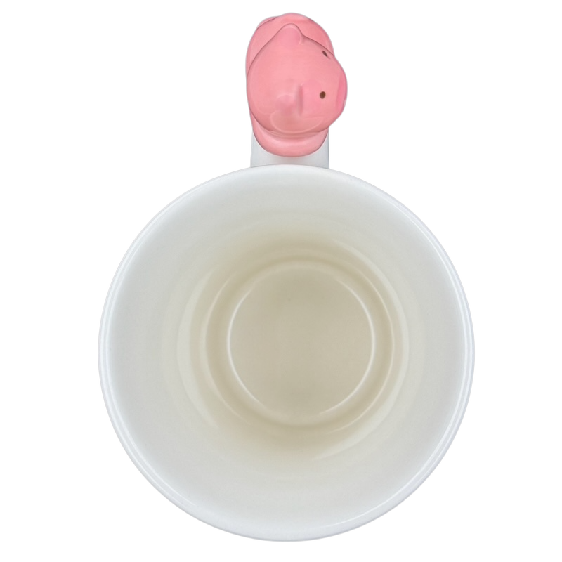 Indra Heart Polka Dot Piggy handle mug with a cute pink pig-shaped handle for playful decor