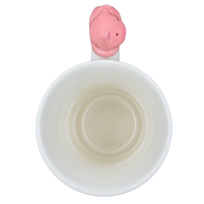 Indra Heart Polka Dot Piggy handle mug with a cute pink pig-shaped handle for playful decor