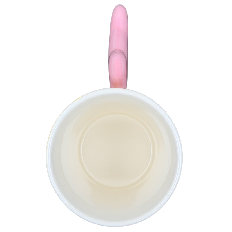 Striped Pink Piggy Mug Indra with a pink handle and white interior design